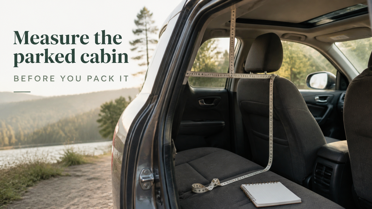Measuring a parked vehicle cabin before packing
